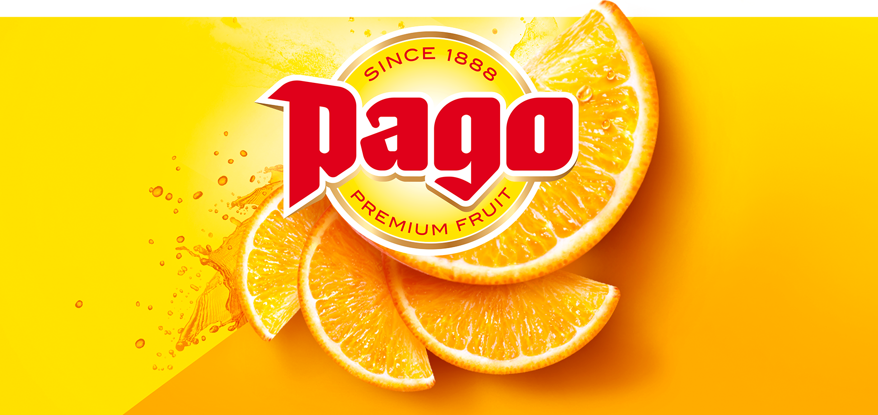 Pago Since 1888 Premium Fruit logo on orange slices