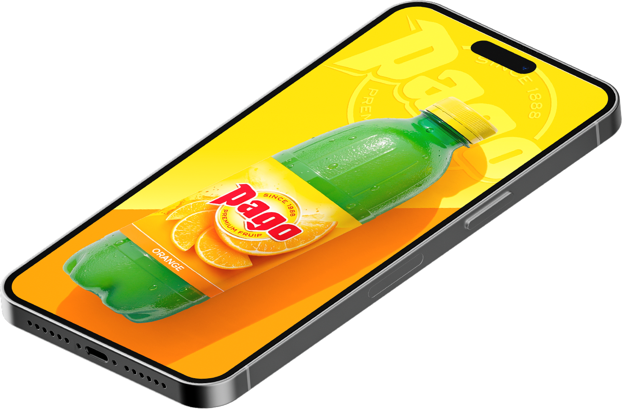 Smartphone showing a Pago Orange bottle